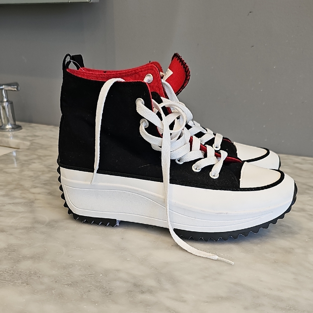 Stylish Black and White High-Top Sneakers